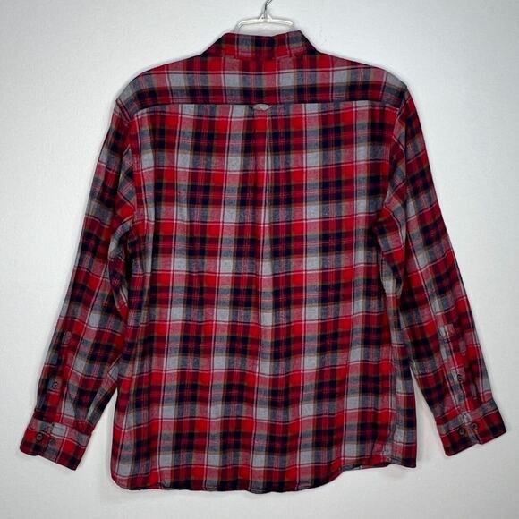 Eddie Bauer Shirt Men XLarge Red Gray Plaid Flannel Button Up Campcore Cabincore - Picture 3 of 7